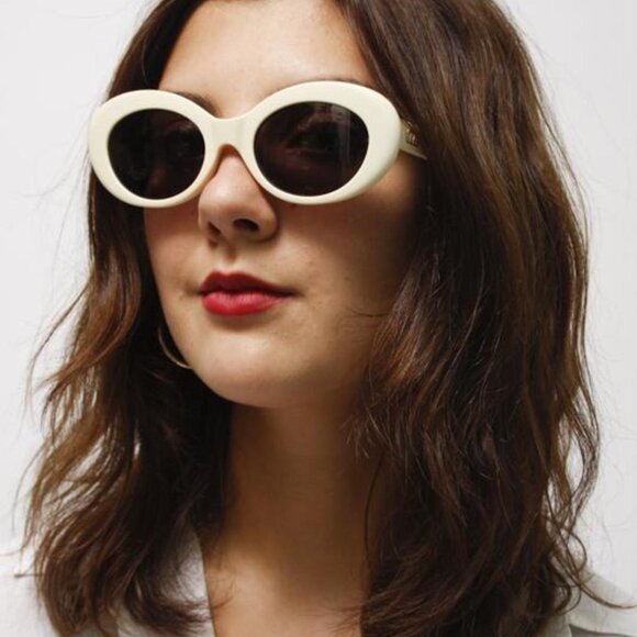 Crap Eyewear Pink Oval Frame Sunglasses with Red Lenses main image 6